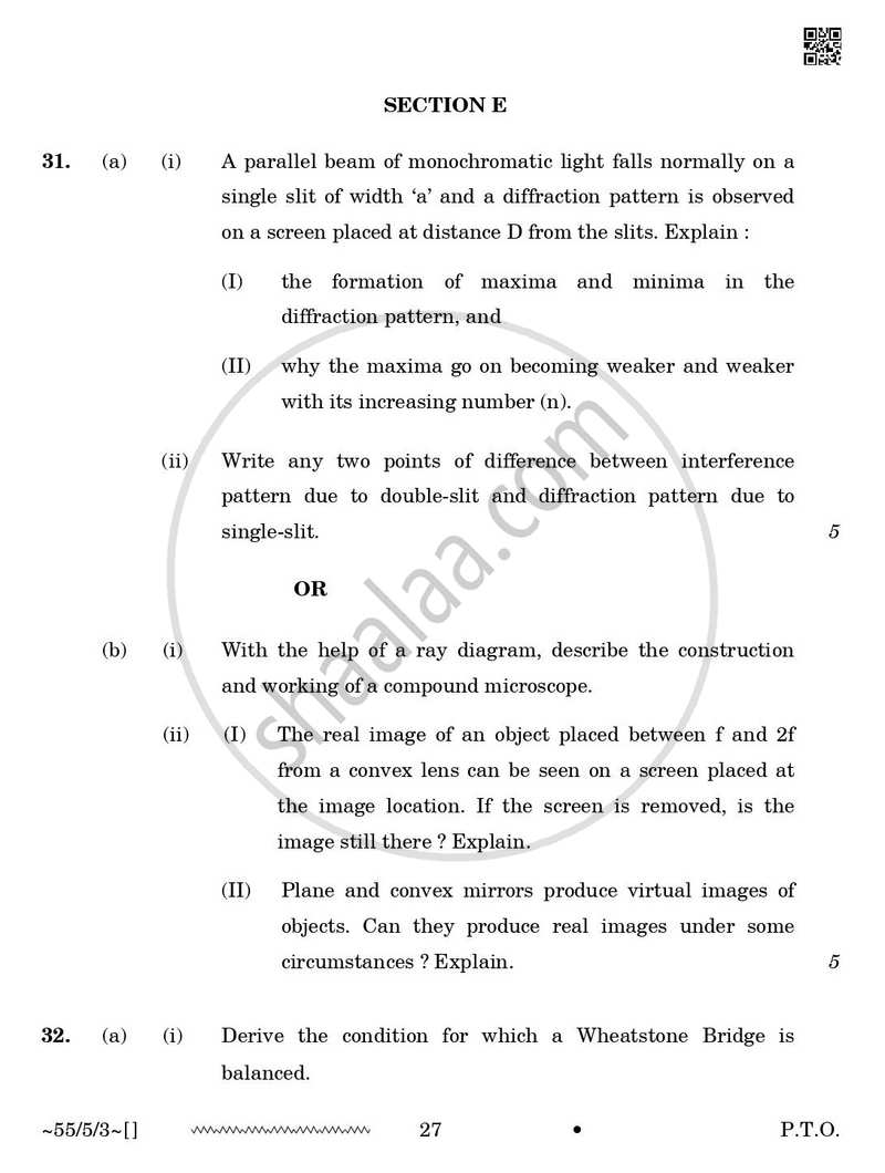 Physics 2025-2026 - CBSE 12th - Class 12 - CBSE (Central Board of Secondary Education) question paper with PDF download