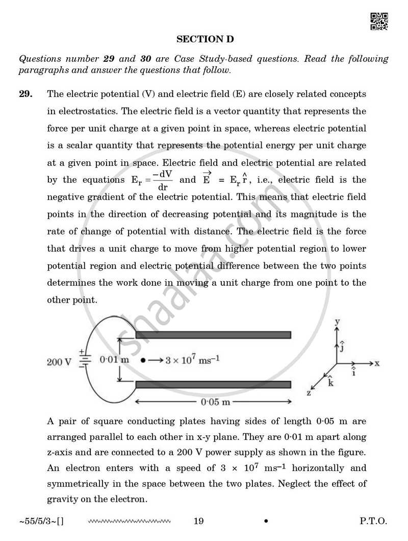 Physics 2025-2026 - CBSE 12th - Class 12 - CBSE (Central Board of Secondary Education) question paper with PDF download