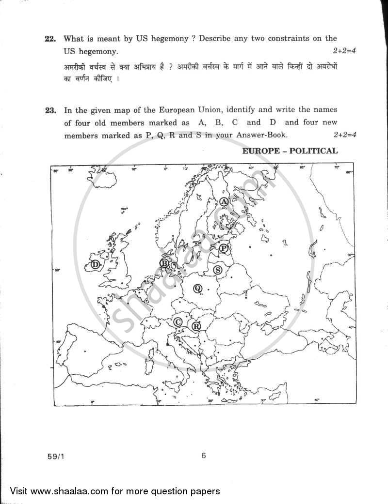 Political Science 2009-2010 - CBSE 12th - Class 12 - CBSE (Central Board of Secondary Education) question paper with PDF download