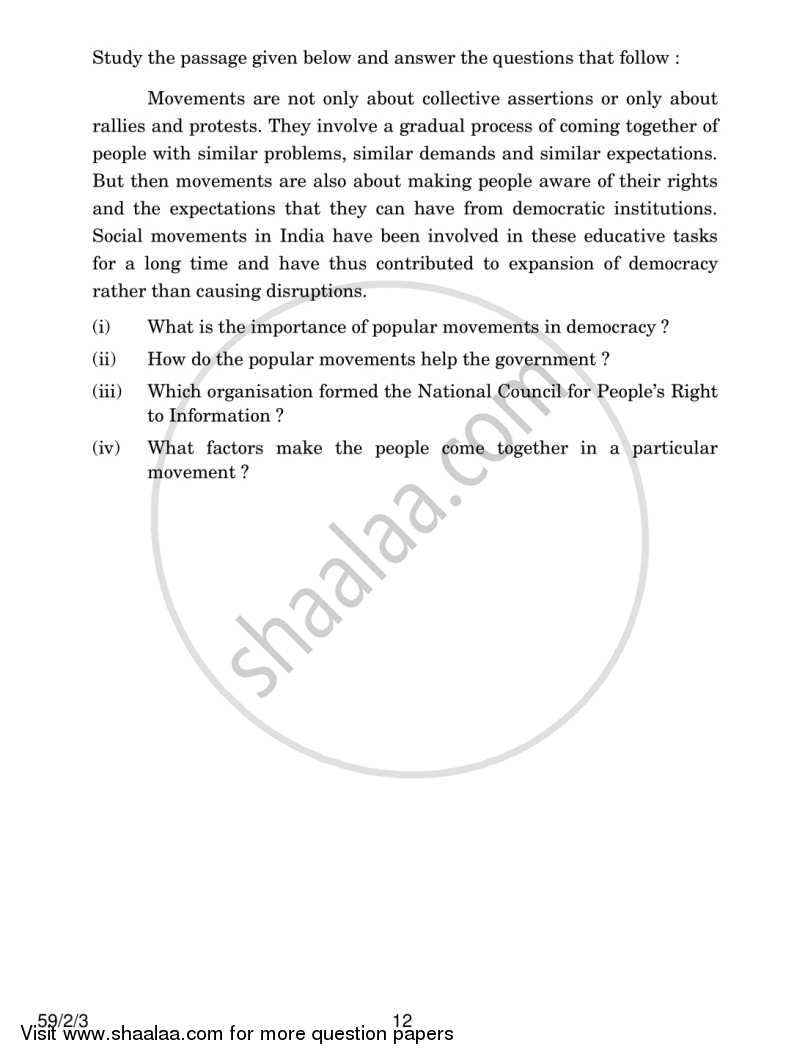 Political Science 2013-2014 - CBSE 12th - Class 12 - CBSE (Central Board of Secondary Education) question paper with PDF download