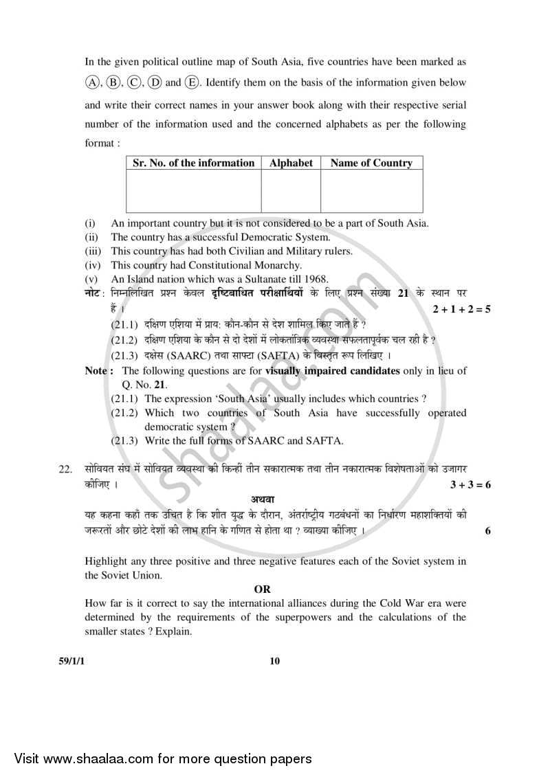Political Science 2015-2016 - CBSE 12th - Class 12 - CBSE (Central Board of Secondary Education) question paper with PDF download