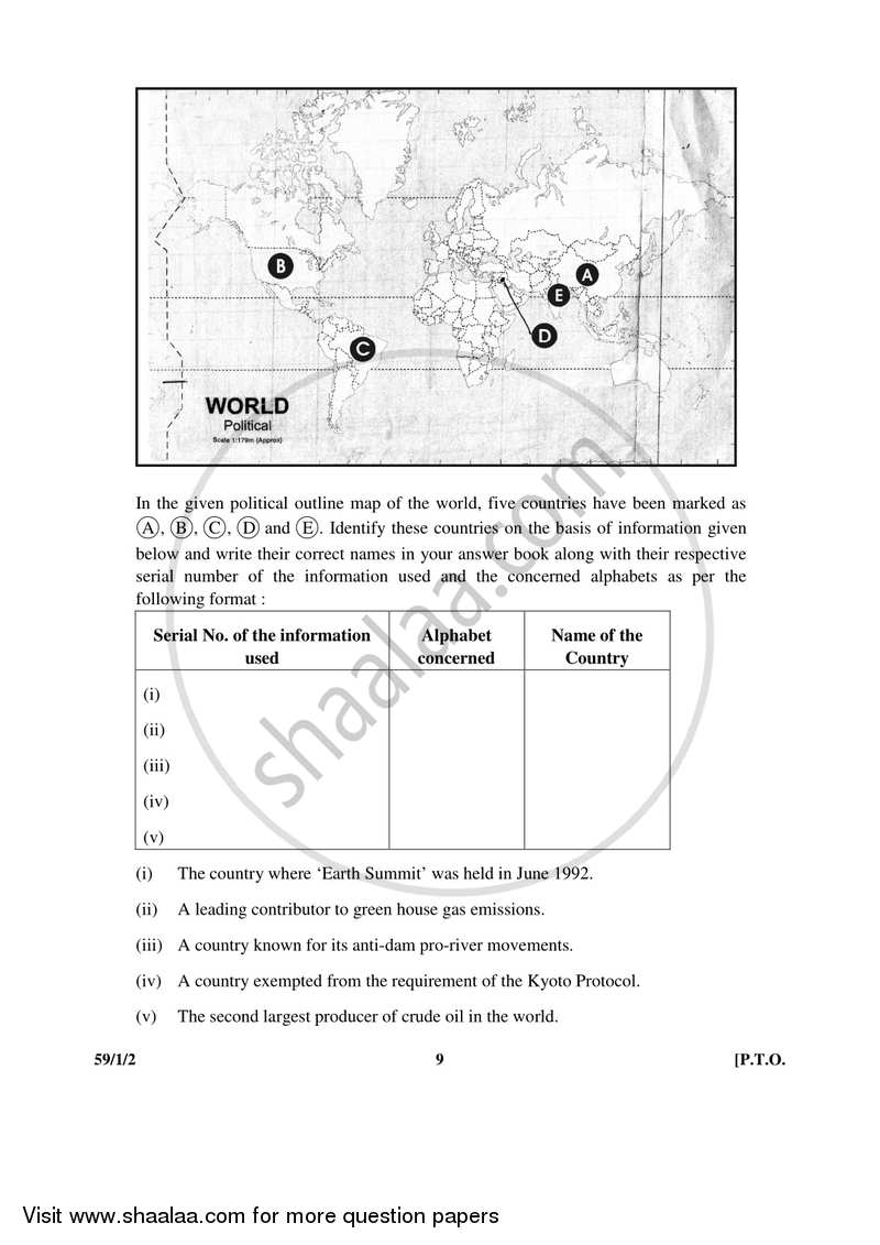 Political Science 2016-2017 - CBSE 12th - Class 12 - CBSE (Central Board of Secondary Education) question paper with PDF download