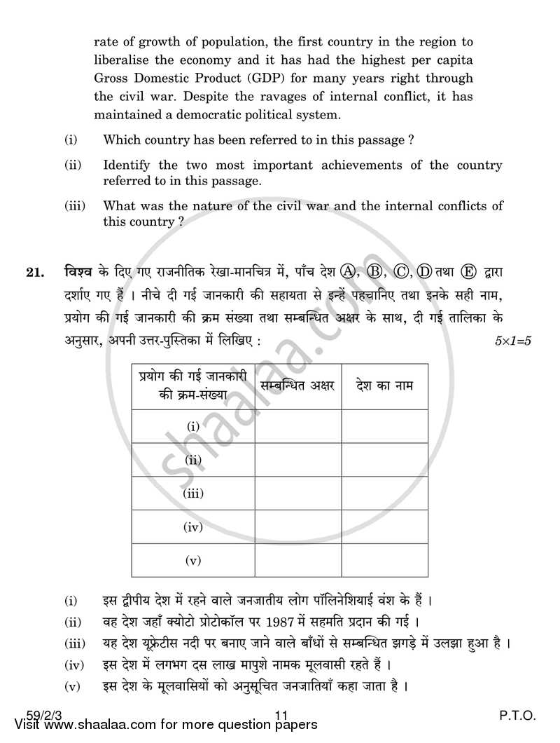 Political Science 2016-2017 - CBSE 12th - Class 12 - CBSE (Central Board of Secondary Education) question paper with PDF download