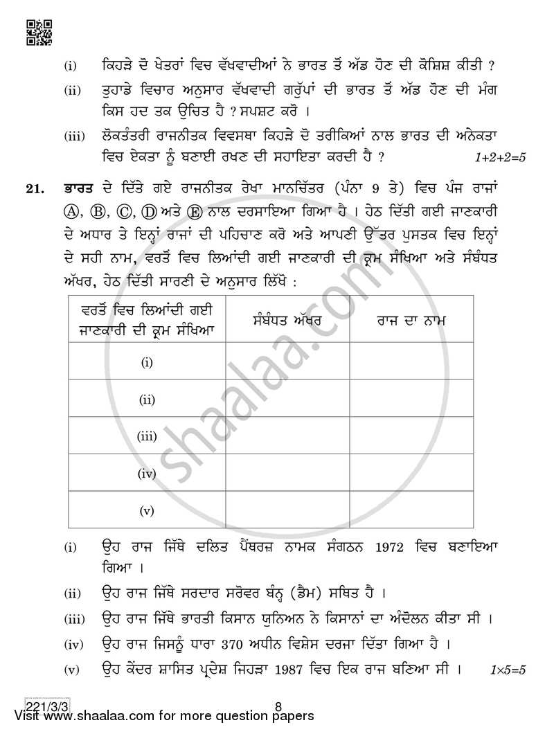 Political Science 2018-2019 - CBSE 12th - Class 12 - CBSE (Central Board of Secondary Education) question paper with PDF download