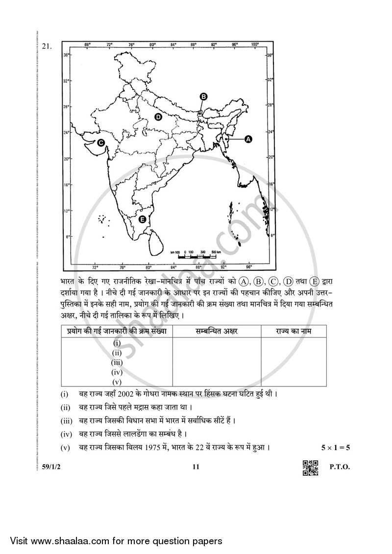 Political Science 2018-2019 - CBSE 12th - Class 12 - CBSE (Central Board of Secondary Education) question paper with PDF download