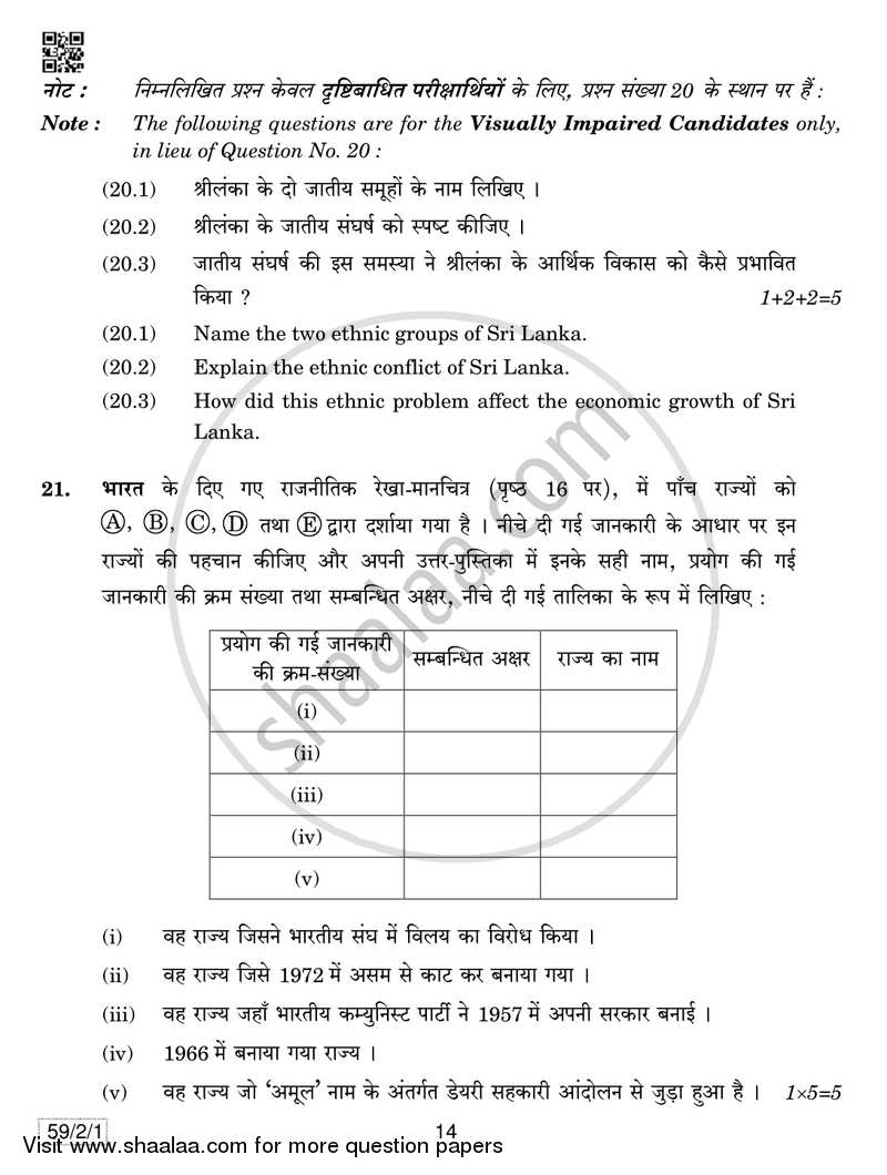 Political Science 2018-2019 - CBSE 12th - Class 12 - CBSE (Central Board of Secondary Education) question paper with PDF download