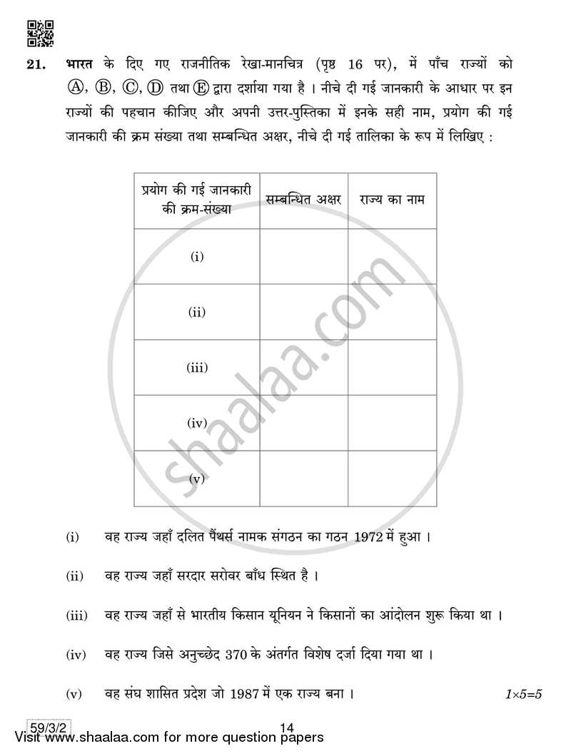 Political Science 2018-2019 - CBSE 12th - Class 12 - CBSE (Central Board of Secondary Education) question paper with PDF download