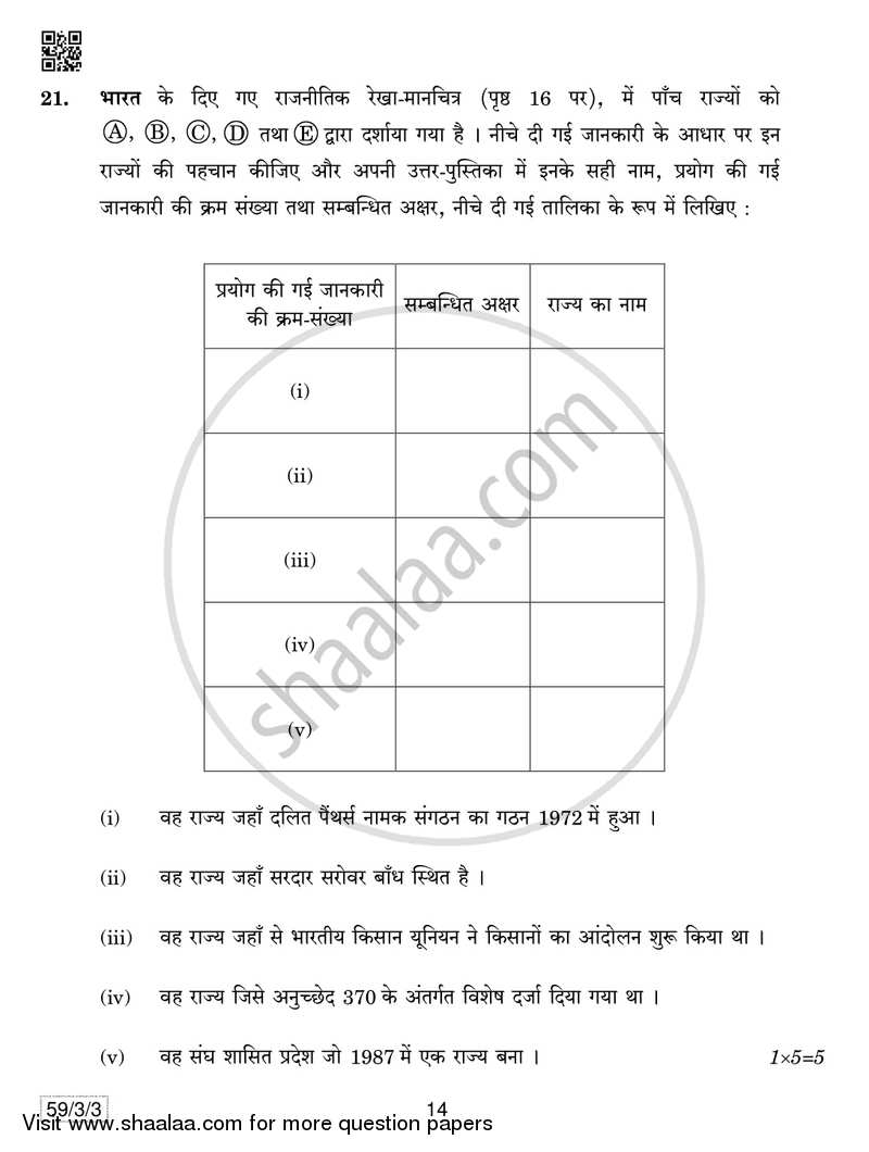Political Science 2018-2019 - CBSE 12th - Class 12 - CBSE (Central Board of Secondary Education) question paper with PDF download