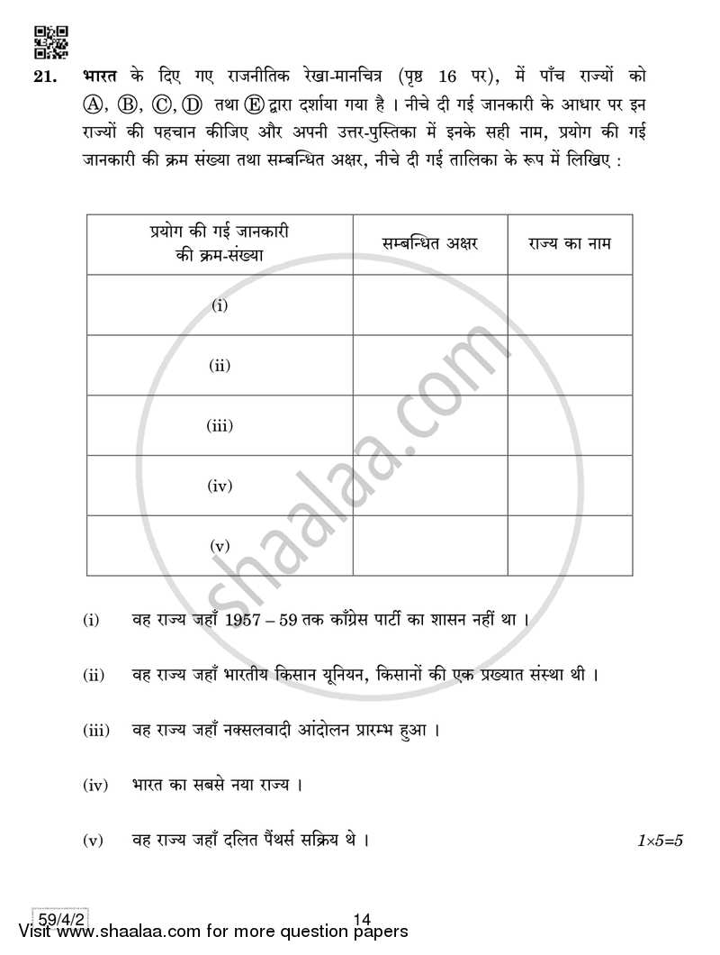 Political Science 2018-2019 - CBSE 12th - Class 12 - CBSE (Central Board of Secondary Education) question paper with PDF download