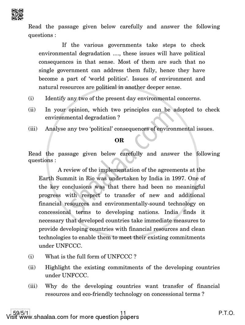 Political Science 2018-2019 - CBSE 12th - Class 12 - CBSE (Central Board of Secondary Education) question paper with PDF download