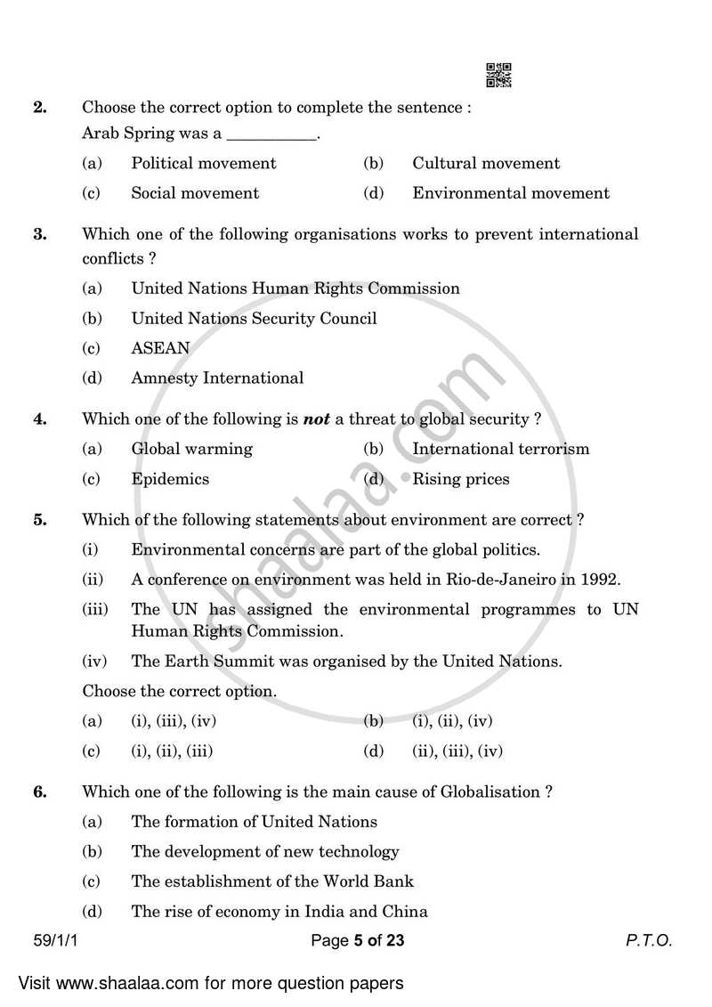Political Science 2022-2023 - CBSE 12th - Class 12 - CBSE (Central Board of Secondary Education) question paper with PDF download