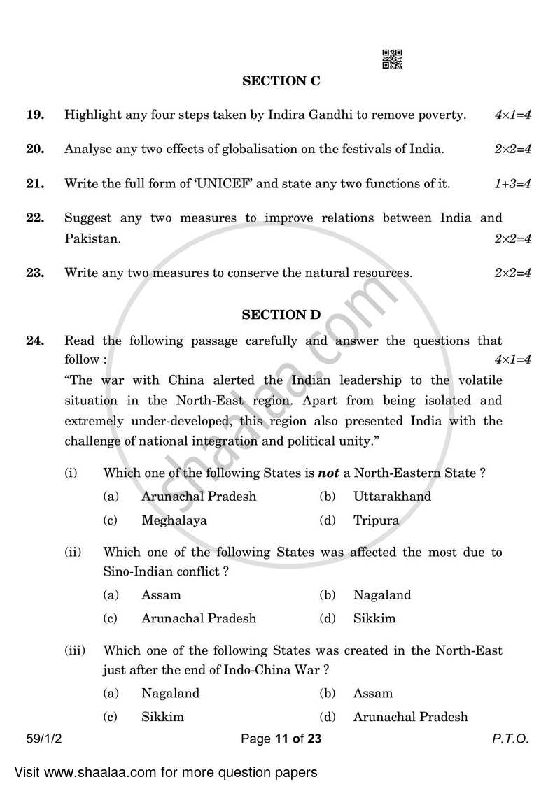 Political Science 2022-2023 - CBSE 12th - Class 12 - CBSE (Central Board of Secondary Education) question paper with PDF download