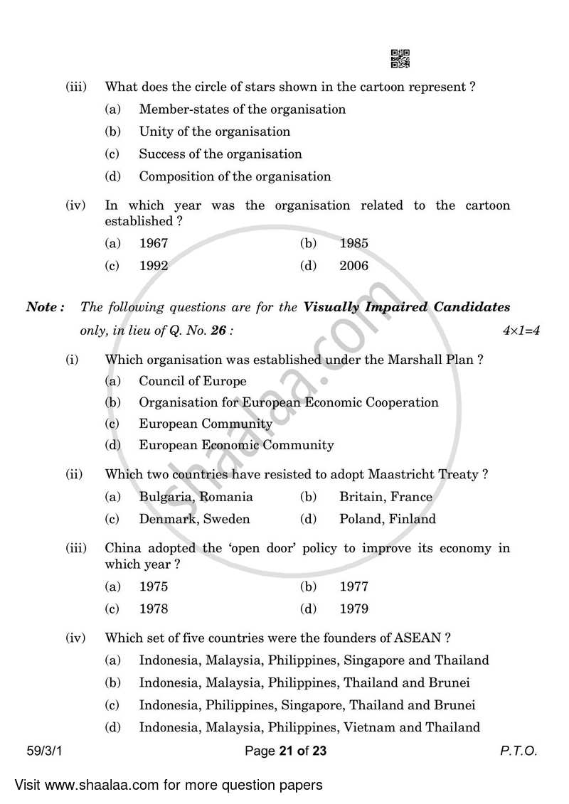 Political Science 2022-2023 - CBSE 12th - Class 12 - CBSE (Central Board of Secondary Education) question paper with PDF download