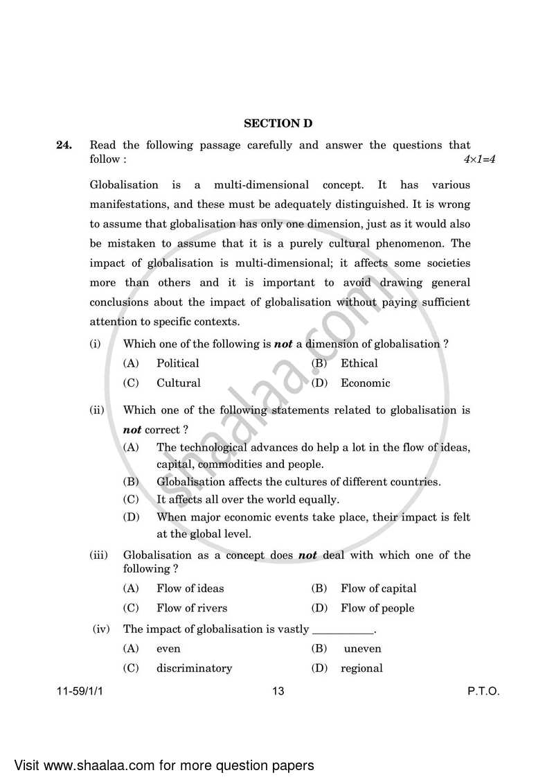 Political Science 2023-2024 - CBSE 12th - Class 12 - CBSE (Central Board of Secondary Education) question paper with PDF download