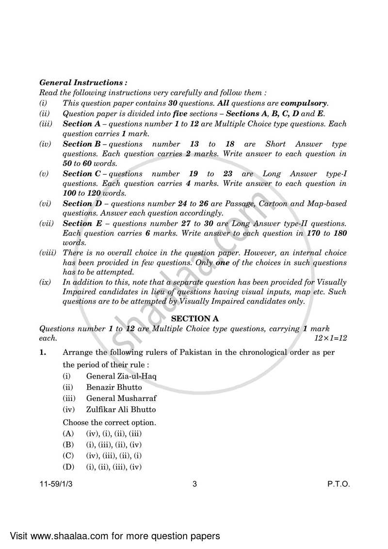 Political Science 2023-2024 - CBSE 12th - Class 12 - CBSE (Central Board of Secondary Education) question paper with PDF download