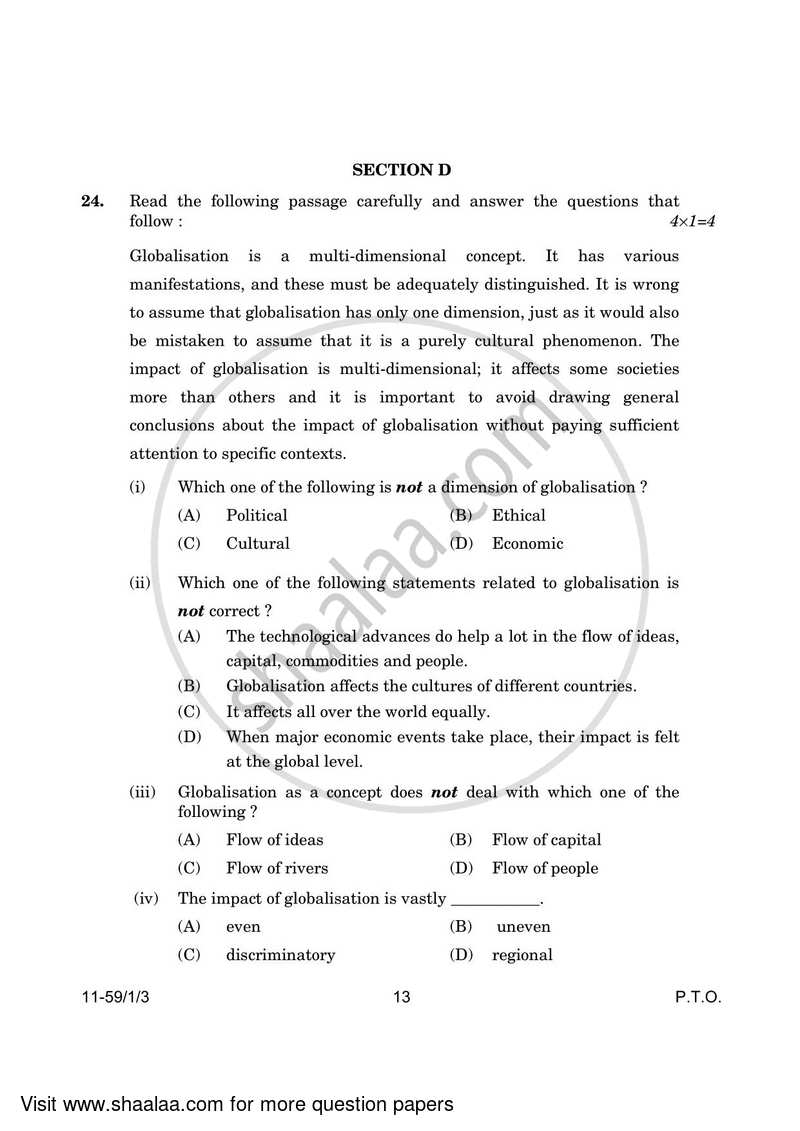 Political Science 2023-2024 - CBSE 12th - Class 12 - CBSE (Central Board of Secondary Education) question paper with PDF download