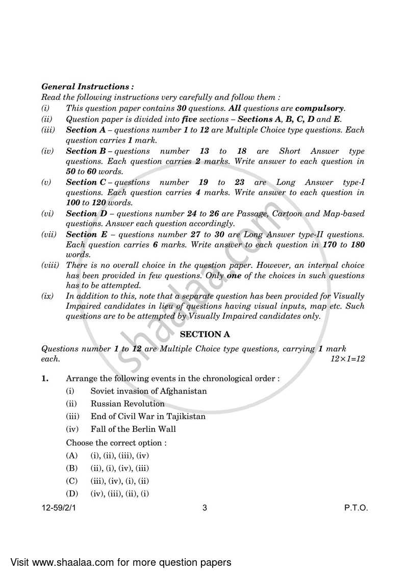 Political Science 2023-2024 - CBSE 12th - Class 12 - CBSE (Central Board of Secondary Education) question paper with PDF download