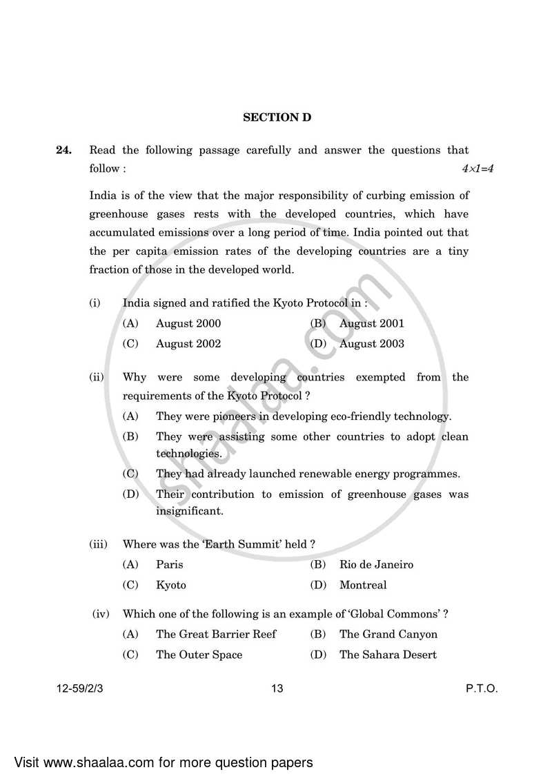 Political Science 2023-2024 - CBSE 12th - Class 12 - CBSE (Central Board of Secondary Education) question paper with PDF download