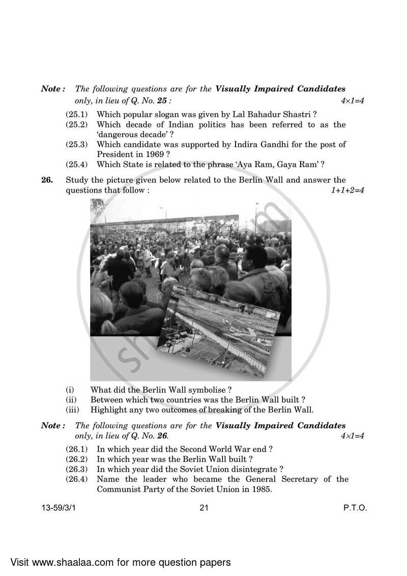 Political Science 2023-2024 - CBSE 12th - Class 12 - CBSE (Central Board of Secondary Education) question paper with PDF download