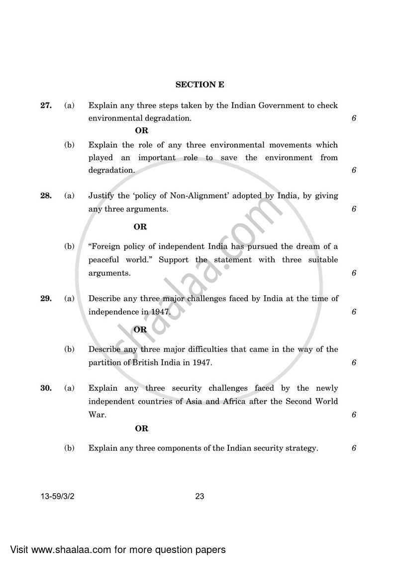 Political Science 2023-2024 - CBSE 12th - Class 12 - CBSE (Central Board of Secondary Education) question paper with PDF download
