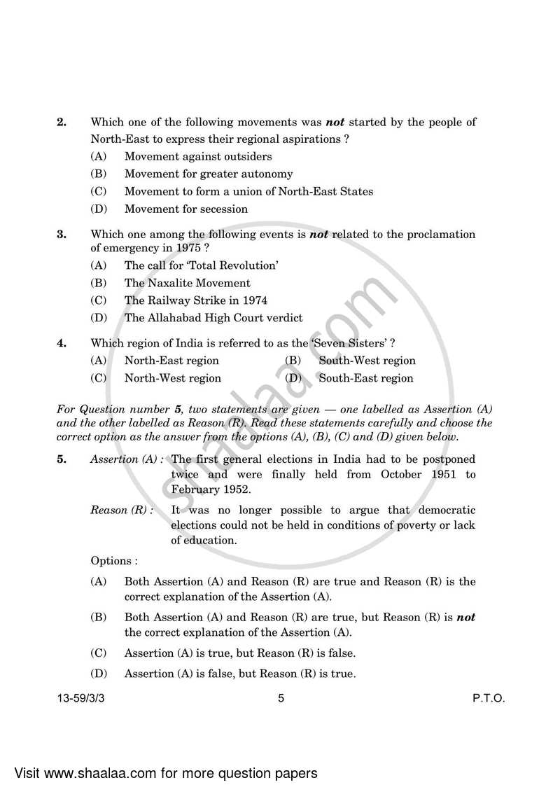 Political Science 2023-2024 - CBSE 12th - Class 12 - CBSE (Central Board of Secondary Education) question paper with PDF download