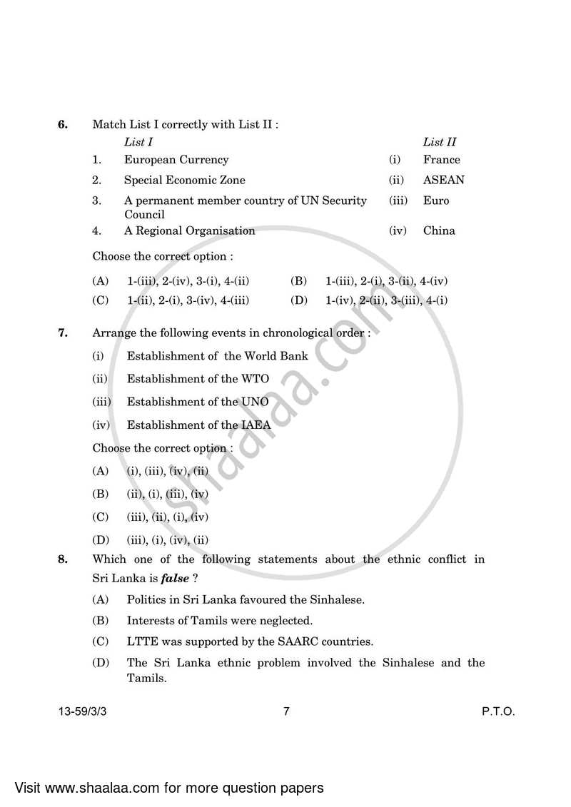 Political Science 2023-2024 - CBSE 12th - Class 12 - CBSE (Central Board of Secondary Education) question paper with PDF download
