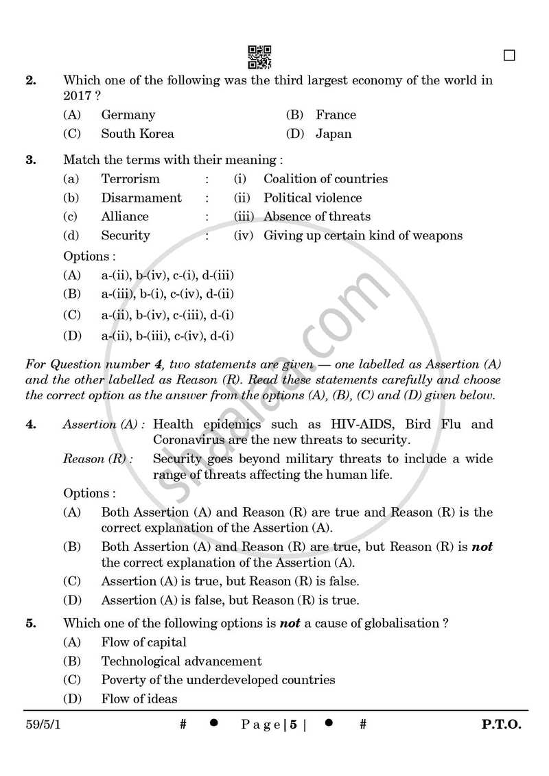 Political Science 2024-2025 - CBSE 12th - Class 12 - CBSE (Central Board of Secondary Education) question paper with PDF download
