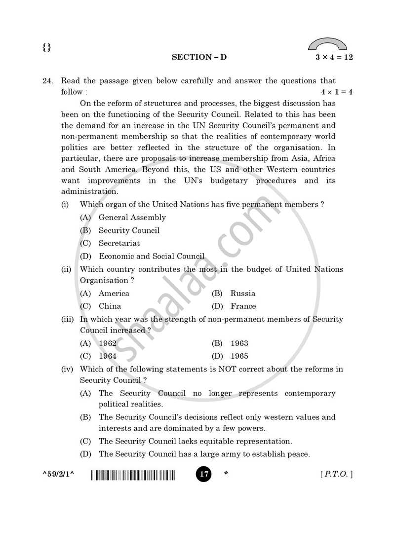 Political Science 2025-2026 - CBSE 12th - Class 12 - CBSE (Central Board of Secondary Education) question paper with PDF download