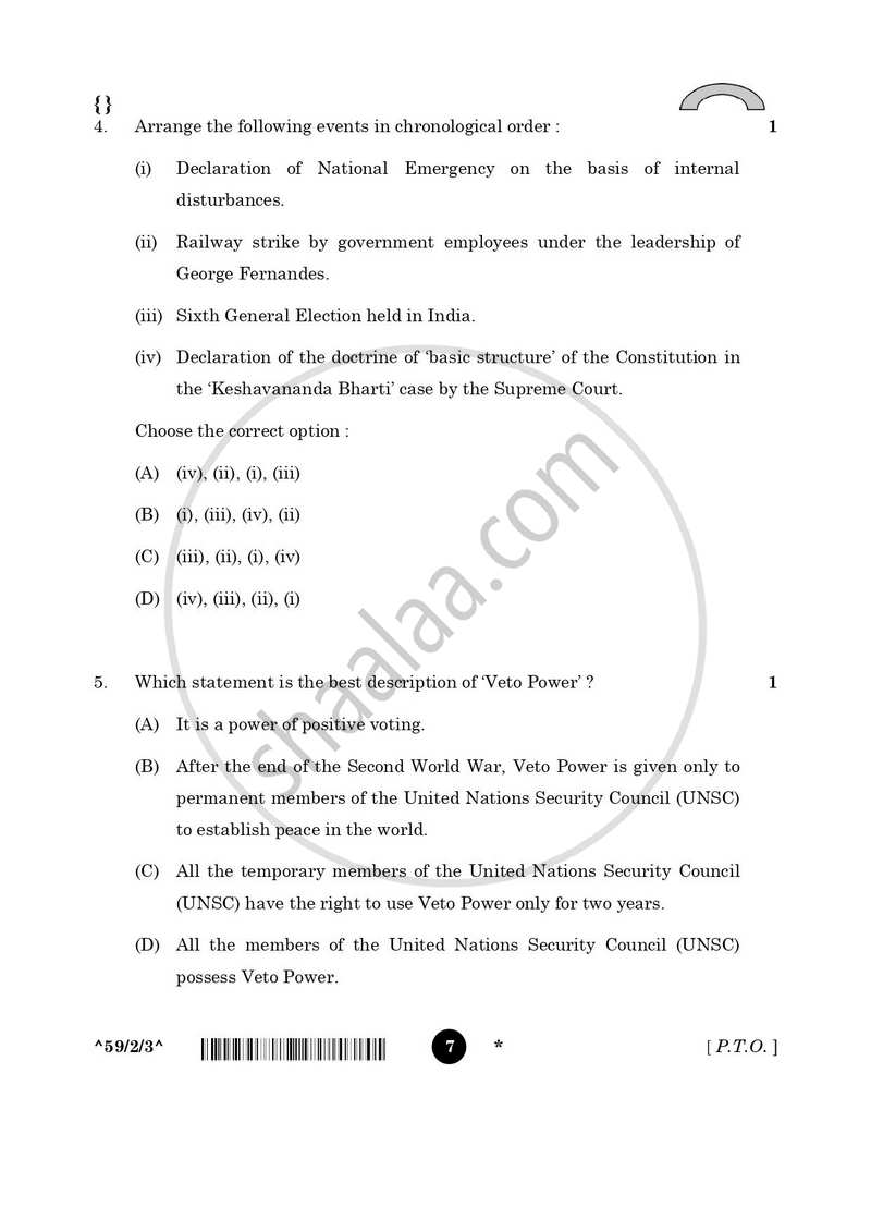 Political Science 2025-2026 - CBSE 12th - Class 12 - CBSE (Central Board of Secondary Education) question paper with PDF download