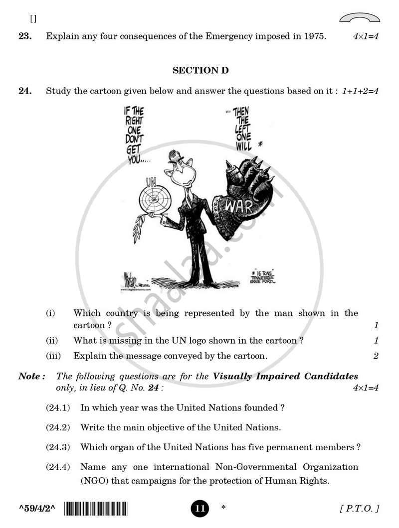 Political Science 2025-2026 - CBSE 12th - Class 12 - CBSE (Central Board of Secondary Education) question paper with PDF download