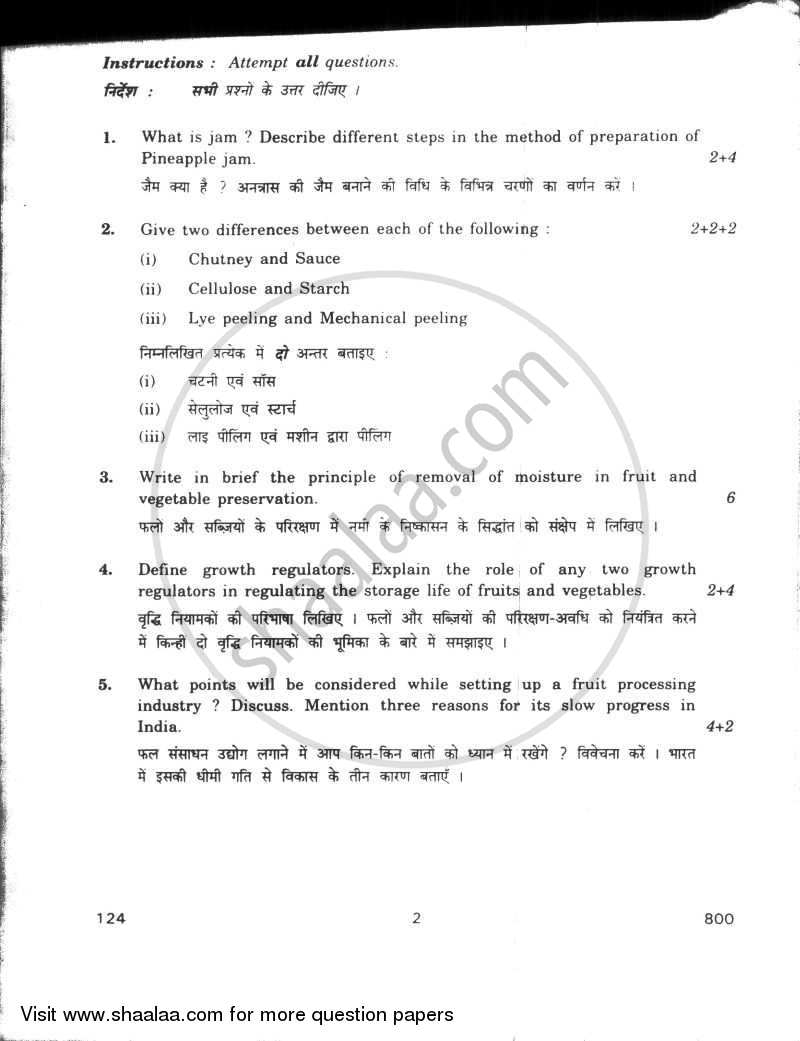 Post Harvesting Technology and Preservation 2009-2010 - CBSE 12th - Class 12 - CBSE (Central Board of Secondary Education) question paper with PDF download