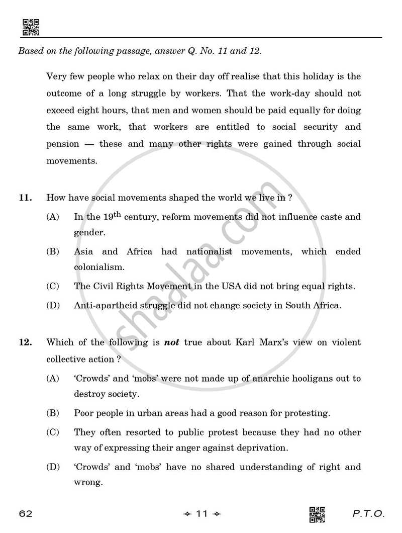 Sociology 2025-2026 - CBSE 12th - Class 12 - CBSE (Central Board of Secondary Education) question paper with PDF download