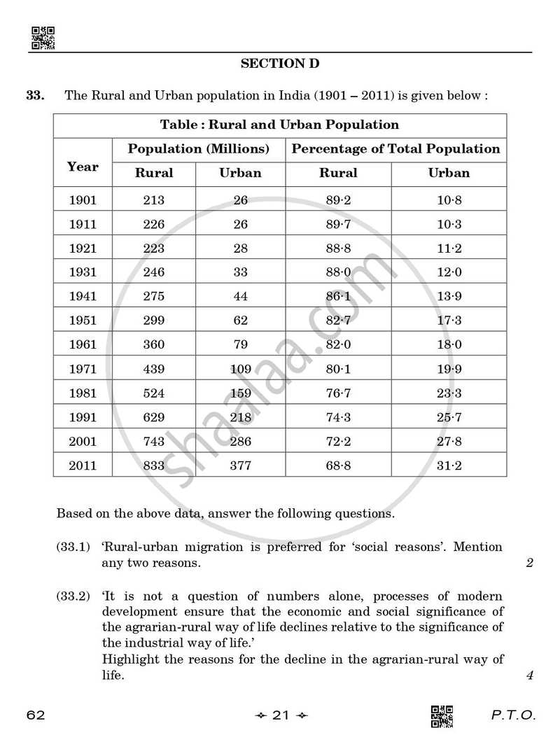 Sociology 2025-2026 - CBSE 12th - Class 12 - CBSE (Central Board of Secondary Education) question paper with PDF download