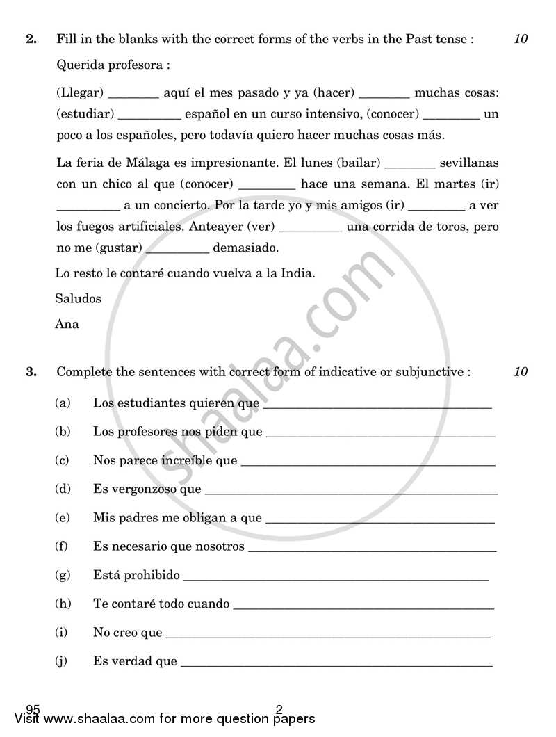 Spanish 2016-2017 - CBSE 12th - Class 12 - CBSE (Central Board of Secondary Education) question paper with PDF download