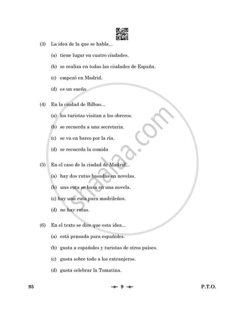 Spanish 2025-2026 - CBSE 12th - Class 12 - CBSE (Central Board of Secondary Education) question paper with PDF download