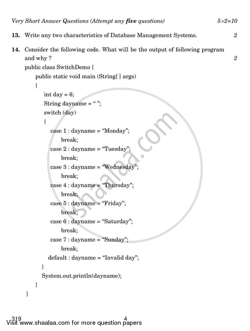 Database Management Applications 2018-2019 Class 12 - CBSE (Central Board of Secondary Education) question paper with PDF download