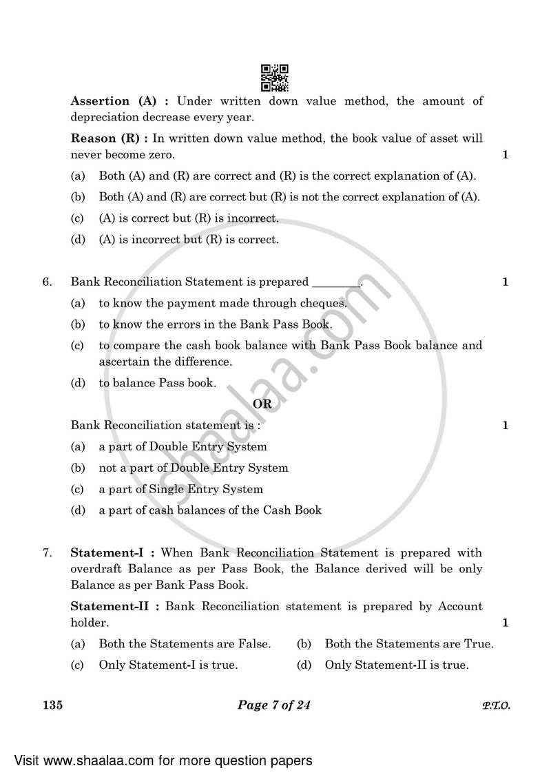 Elements of Book-keeping and Accountancy 2022-2023 Class 10 - CBSE (Central Board of Secondary Education) question paper with PDF download