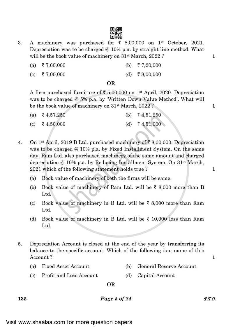 Elements of Book-keeping and Accountancy 2022-2023 Class 10 - CBSE (Central Board of Secondary Education) question paper with PDF download