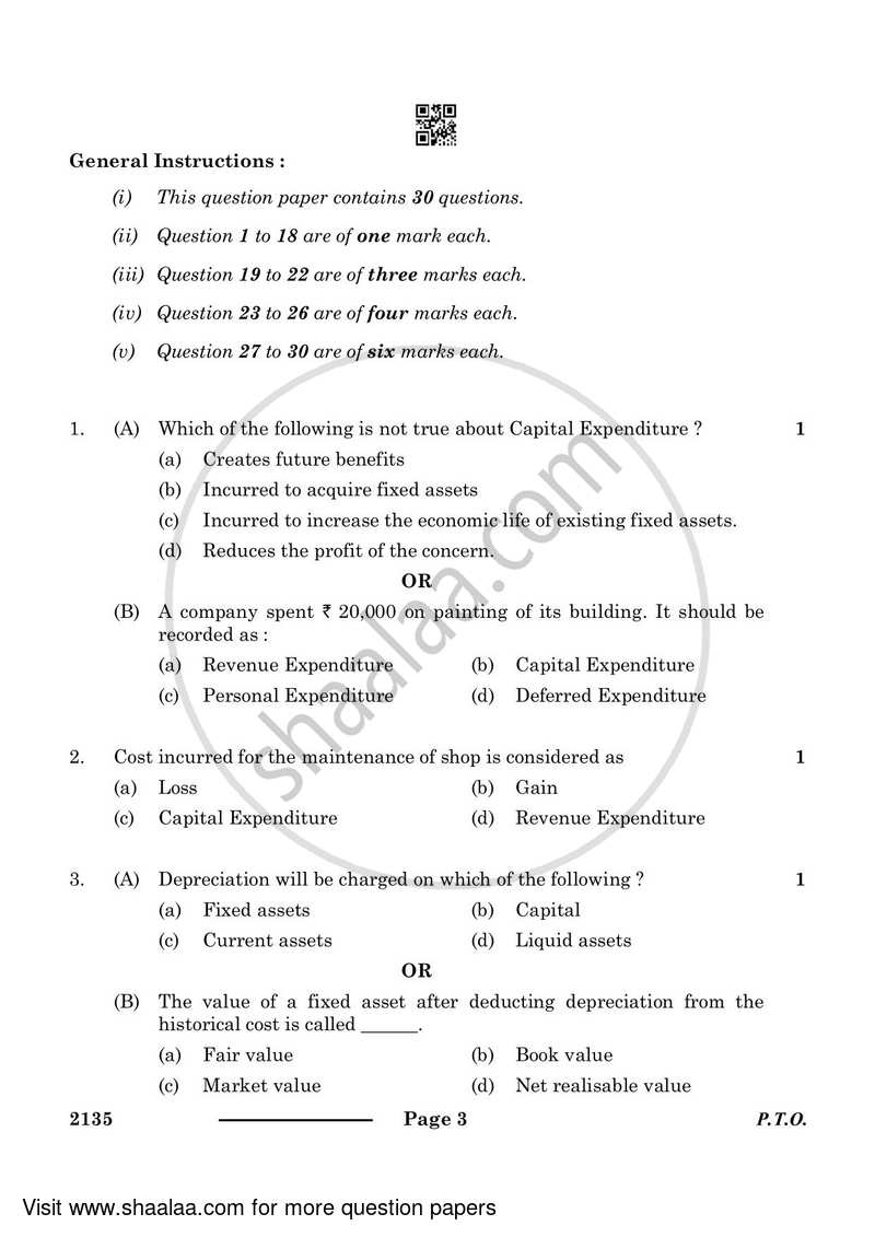Elements of Book-keeping and Accountancy 2023-2024 Class 10 - CBSE (Central Board of Secondary Education) question paper with PDF download