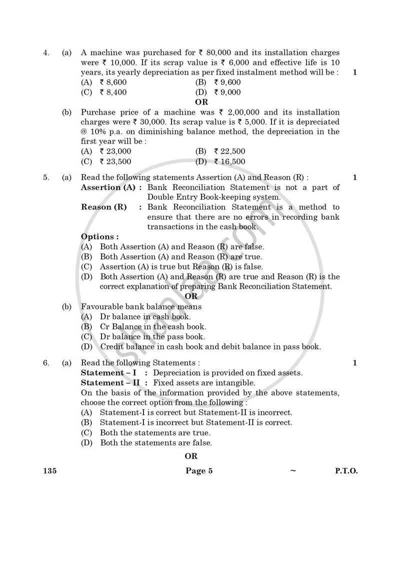 Elements of Book-keeping and Accountancy 2024-2025 Class 10 - CBSE (Central Board of Secondary Education) question paper with PDF download