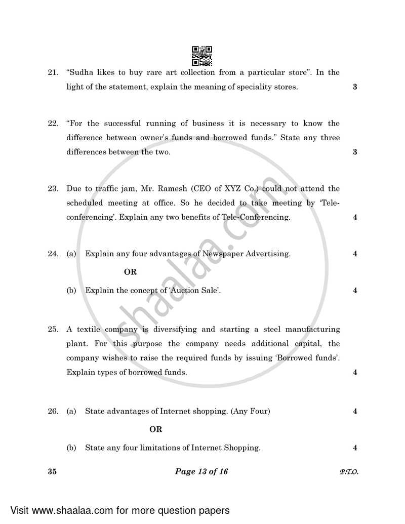 Elements of Business 2022-2023 Class 10 - CBSE (Central Board of Secondary Education) question paper with PDF download