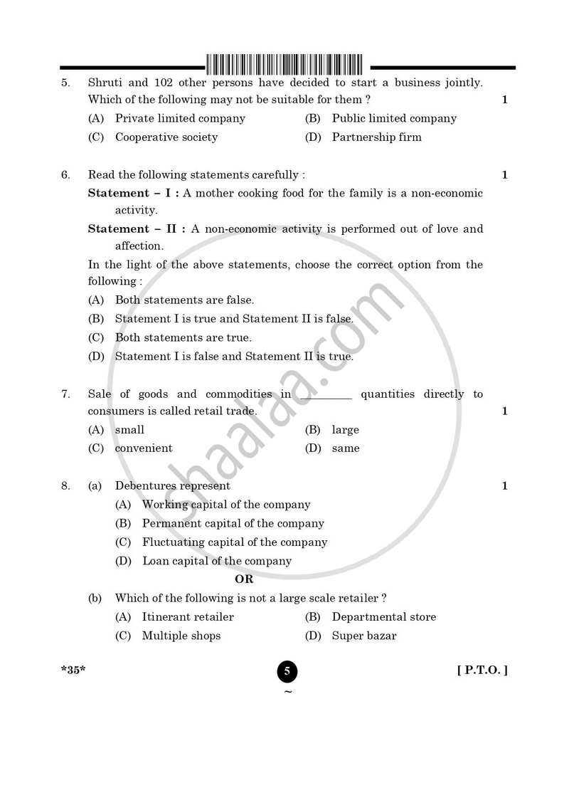 Elements of Business 2024-2025 Class 10 - CBSE (Central Board of Secondary Education) question paper with PDF download