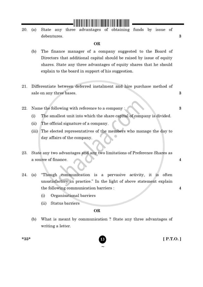 Elements of Business 2024-2025 Class 10 - CBSE (Central Board of Secondary Education) question paper with PDF download