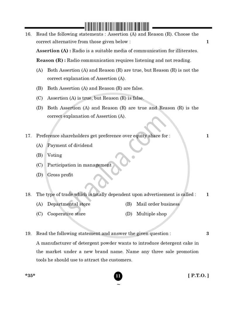 Elements of Business 2024-2025 Class 10 - CBSE (Central Board of Secondary Education) question paper with PDF download