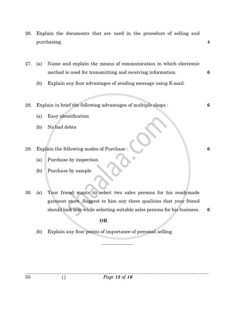 Elements of Business 2025-2026 Class 10 - CBSE (Central Board of Secondary Education) question paper with PDF download