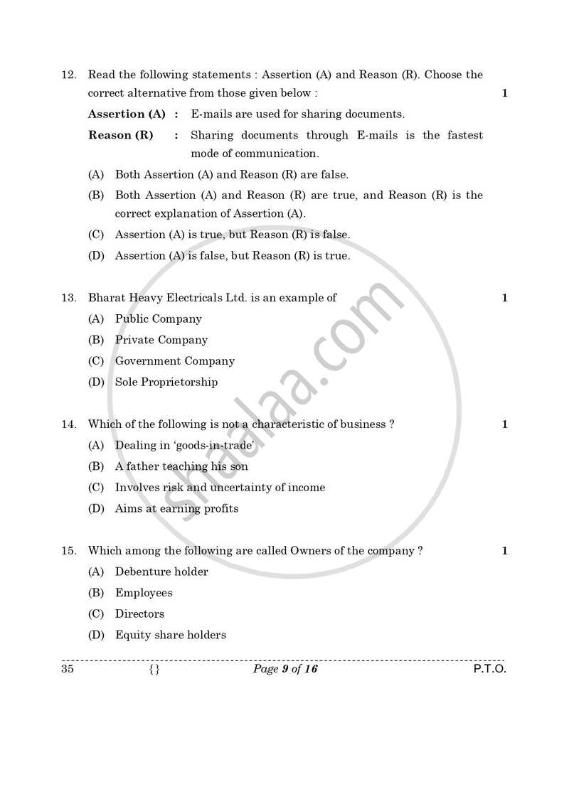 Elements of Business 2025-2026 Class 10 - CBSE (Central Board of Secondary Education) question paper with PDF download