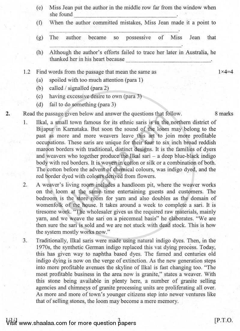 English Communicative 2009-2010 Class 10 - CBSE (Central Board of Secondary Education) question paper with PDF download