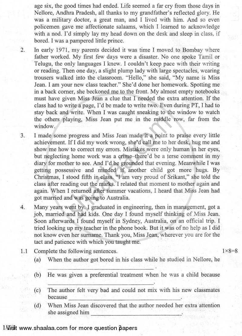 English Communicative 2009-2010 Class 10 - CBSE (Central Board of Secondary Education) question paper with PDF download