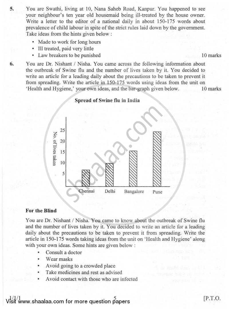 English Communicative 2009-2010 Class 10 - CBSE (Central Board of Secondary Education) question paper with PDF download