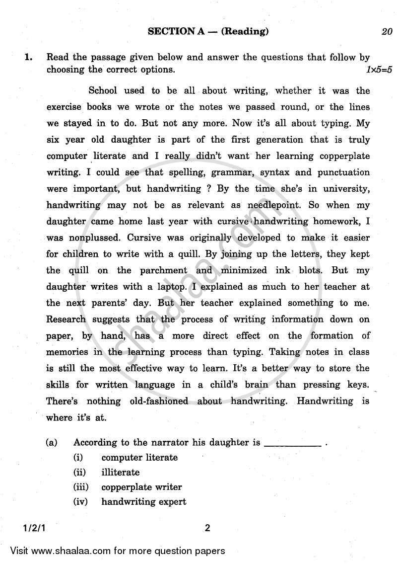 English Communicative 2010-2011 Class 10 - CBSE (Central Board of Secondary Education) question paper with PDF download